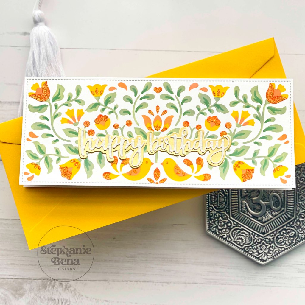 Folk Art Slimline Birthday&nbsp;Card